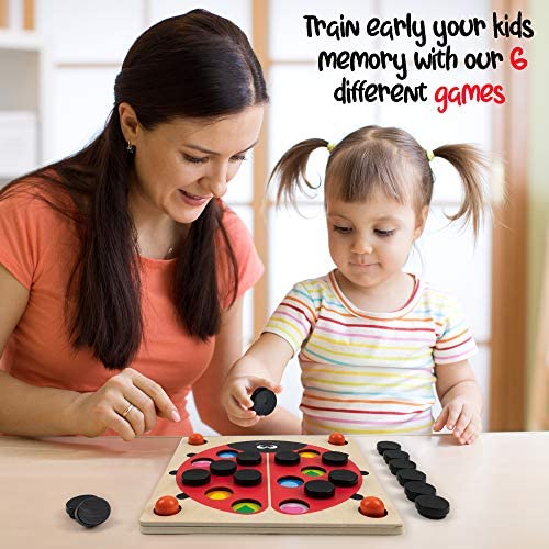 51ldz086+RL. AC  - Memory Game for Fun Engaging Learning - 6 Different Games with Hourglass for Toddlers-Ladybug Montessori Toy for Endless Minutes of Joy and New Skills-Gift Box for Birthday Christmas Various Occasions
