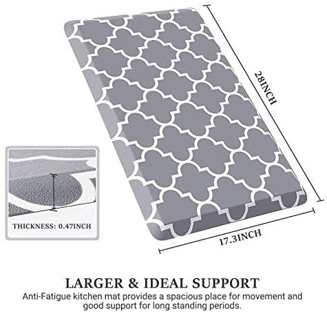51lePEkAjJL. AC  - WISELIFE Kitchen Mat and Rugs Cushioned Anti-Fatigue Kitchen mats ,17.3"x 28",Non Slip Waterproof Kitchen Mats and Rugs Ergonomic Comfort Mat for Kitchen, Floor Home, Office, Sink, Laundry , Grey
