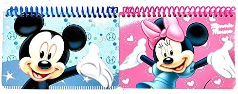 51nP3WIzgFL. AC  - Disney Mickey and Minnie Mouse Drawstring Backpacks Plus Lanyards with Detachable Coin Purse and Autograph Books (Set of 6) (Pink Blue)