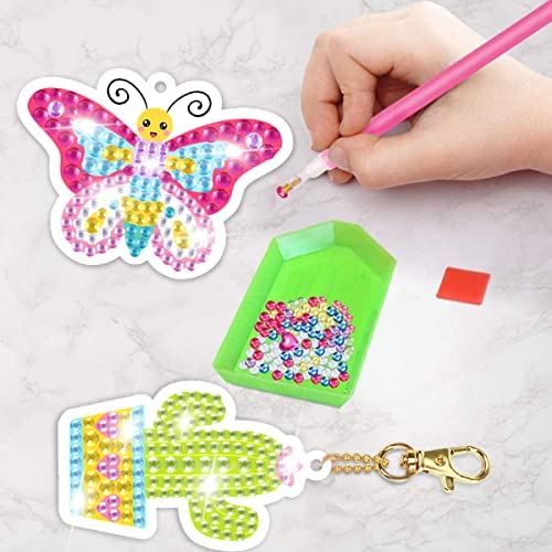 51qNHfqwDbL. AC  - 15 Pcs Diamond Kit Arts and Crafts for Kids Ages 8-12 Girls, DIY Gem 5D Painting Stickers Chainkeys Pendant,Numbers Art Kits(SK8014)
