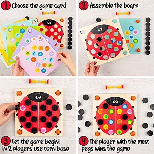 6103zv1ljyL. AC  - Memory Game for Fun Engaging Learning - 6 Different Games with Hourglass for Toddlers-Ladybug Montessori Toy for Endless Minutes of Joy and New Skills-Gift Box for Birthday Christmas Various Occasions