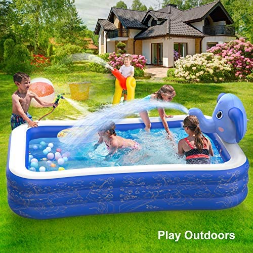 613JR7m3roL. AC  - Hamdol Inflatable Swimming Pool, Kiddie Pool with Sprinkler, 99" X 72" X 22" Full-Sized Family Blow up Pool for Kids Toddlers Adults, Lounge Above Ground Pool for Backyard Indoor Outdoor for Age 3+