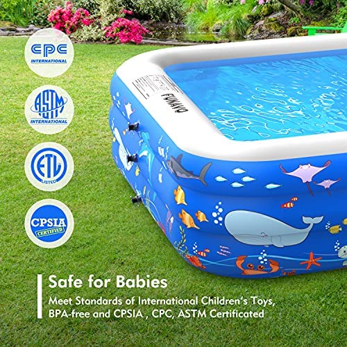 61D4wKNTN7S. AC  - Inflatable Swimming Pools, FUNAVO Inflatable Pool for Kids, Kiddie, Toddler, Adults, 100" X71" X22" Family Full-Sized Swimming Pool, Lounge Pool for Outdoor, Backyard, Garden, Indoor, Lounge