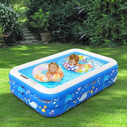61LUTHfwQPL. AC  - Inflatable Swimming Pools, FUNAVO Inflatable Pool for Kids, Kiddie, Toddler, Adults, 100" X71" X22" Family Full-Sized Swimming Pool, Lounge Pool for Outdoor, Backyard, Garden, Indoor, Lounge