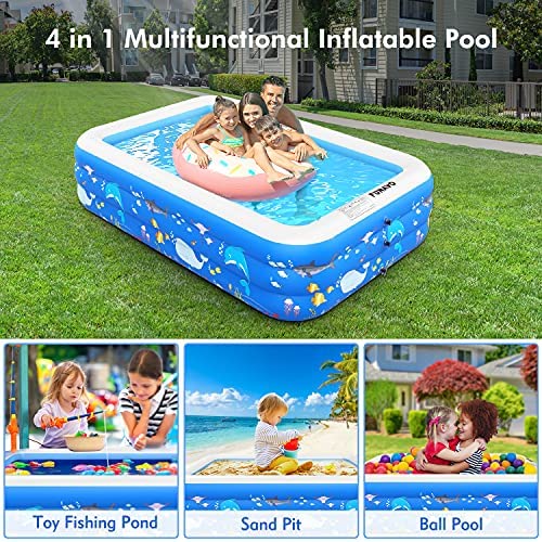 61cBMbN2KgS. AC  - Inflatable Swimming Pools, FUNAVO Inflatable Pool for Kids, Kiddie, Toddler, Adults, 100" X71" X22" Family Full-Sized Swimming Pool, Lounge Pool for Outdoor, Backyard, Garden, Indoor, Lounge
