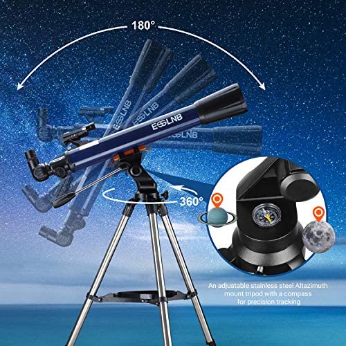 61iHVfHabiL. AC  - ESSLNB Telescope for Adults 700X70mm with K4/10/20 Eyepieces 525X Telescopes for Kids and Beginners Erect-Image Refractor Telescope with Stainless Steel Tripod Phone Mount and Red Dot Finderscope