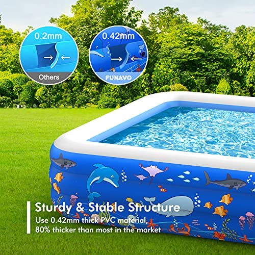 61v6kANknVS. AC  - Inflatable Swimming Pools, FUNAVO Inflatable Pool for Kids, Kiddie, Toddler, Adults, 100" X71" X22" Family Full-Sized Swimming Pool, Lounge Pool for Outdoor, Backyard, Garden, Indoor, Lounge