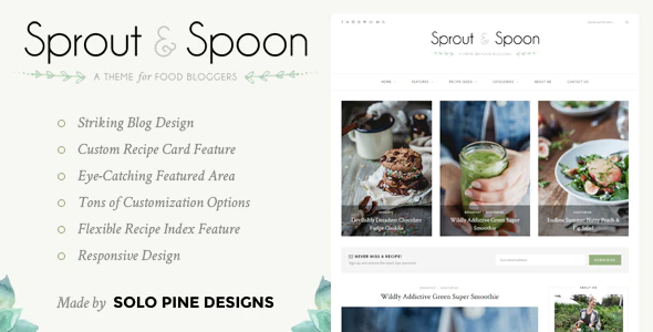 01 Preview.  large preview - Sprout & Spoon - Food Blog WordPress Theme