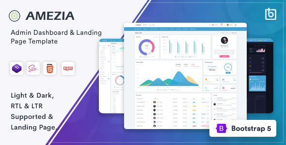 01 amezia.  large preview - Amezia - Bootstrap 5 Admin & Dashboard Template