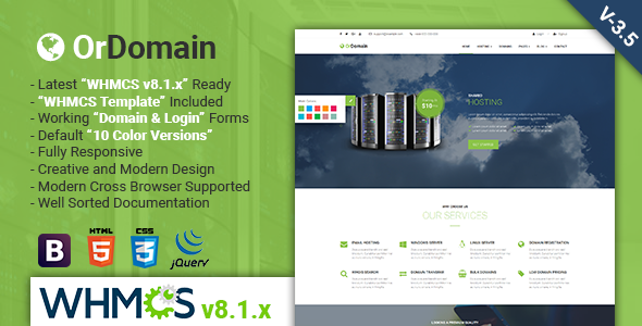01 ordomain.  large preview - OrDomain | Responsive HTML5 WHMCS Hosting Template