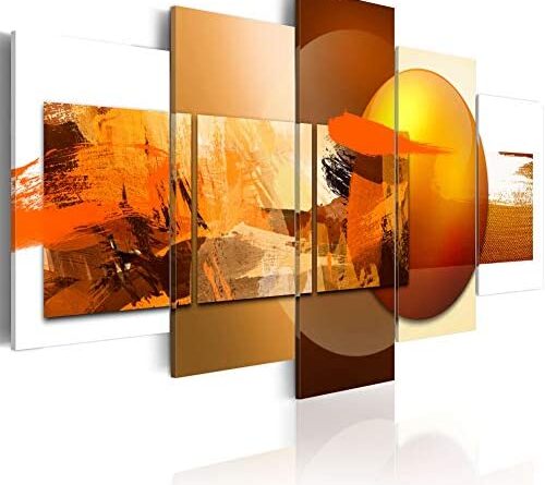 1655306833 51ZCfVf7miL. AC  500x445 - Canvas Prints Art Modern 5 pieces Wall Picture Abstract Sphere Pros and Cons Painting Orange Artwork Framed Home Decoration Bedroom Living Room ( CL14, Large W60” x H30”)