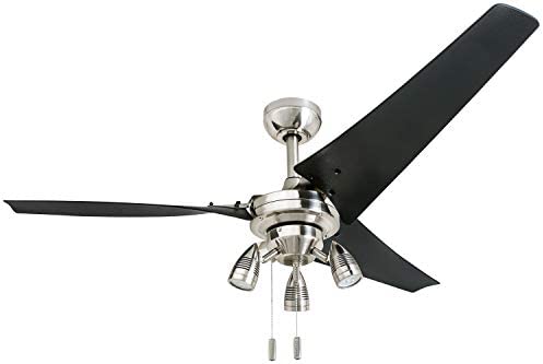 1655393389 31YTKx9crwL. AC  - Honeywell 50611 Phelix High Power Ceiling Fan, LED 56" Industrial, 3 Black ABS Blades, Brushed Nickel