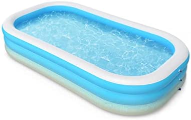1655955829 31W5VHeH3gL. AC  - Inflatable Pool, 118 x 72 x 20in Full-Sized Family Kiddie Blow up Swimming Pool, Big Rectangular Lounge Above Ground Pool for Garden Backyard Summer Water Party for Kids, Adults Children Baby Age 3+