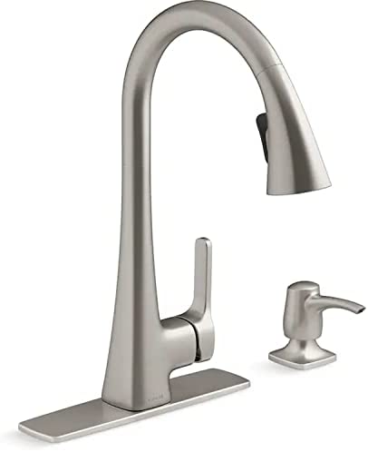 31yMNC8ClBL. AC  - Kohler Maxton Vibrant Stainless Pull-Down Handle Kitchen Faucet w/ Soap Dispenser
