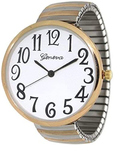 416l5kCgyGL. AC  - Geneva Super Large Stretch Watch Clear Number Easy Read (Two Tone)