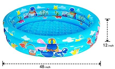 41DO6P3kmLL. AC  - 3 Rings Kiddie Pool for Toddler, 48”X12”，Kids Swimming Pool, Inflatable Baby Ball Pit Pool, Small Infant Pool (Blue)