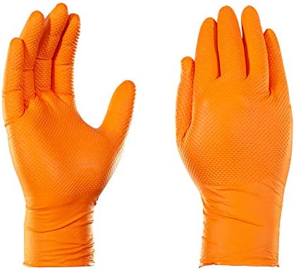 41Mk9DzrDML. AC  - GLOVEWORKS HD Orange Nitrile Disposable Gloves, 8 Mil, Latex and Powder Free, Industrial, Food Safe, Raised Diamond Texture