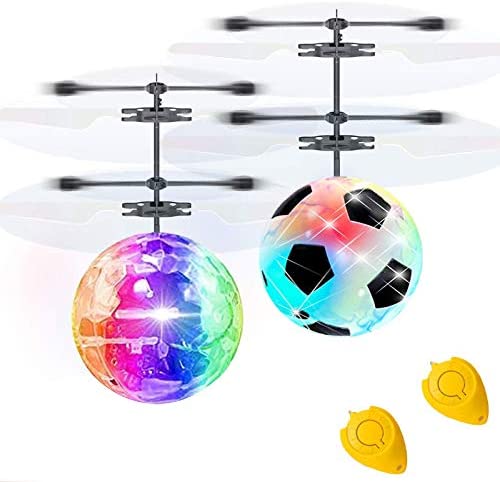 41XkkR3m7+L. AC  - 2 Pack RC Flying Ball Glow Flying Toys for Kid Boy Girl Holiday Gifts RC Toy Mini Drones Hand Controll Helicopter with 2 Remote Controller Quadcopter Soccer Birthday Games Toy for Kids