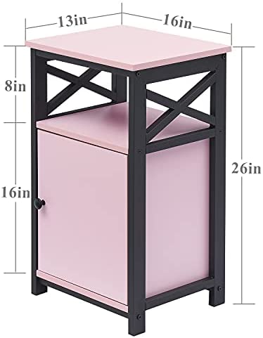 41k6XK63q3L. AC  - VECELO Modern Night Stand, End Side Table with Storage Cabinet for Sofa Couch and Living Room,Bedroom, Pink/Set of 2