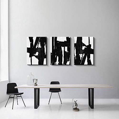 41xuRQ6bvtL. AC  - Pinetree Art 3 Panels Black and White Abstract Canvas Wall Art Prints 3D Textured Painting for Living Room (Large)