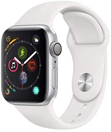 41zFGth7YsL. AC  - Apple Watch Series 4 (GPS, 40MM) - Silver Aluminum Case with White Sport Band (Renewed)