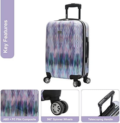 5156czSJMeL. AC  - Steve Madden 20 Inch Carry On Luggage Collection - Scratch Resistant (ABS + PC) Hardside Suitcase - Designer Lightweight Bag with 8-Rolling Spinner Wheels (Diamond)
