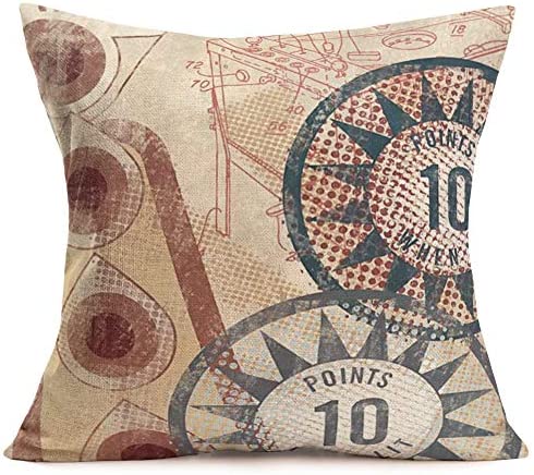 519qNZ1efuL. AC  - ShareJ 4 Pack Muted Pinball Gam Throw Pillow Covers Retro Style Cotton Linen Cushion Cover Decorative Square Accent Pillow Cases, 18 X 18 Inches
