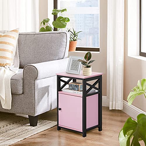 51HGrw251bS. AC  - VECELO Modern Night Stand, End Side Table with Storage Cabinet for Sofa Couch and Living Room,Bedroom, Pink/Set of 2
