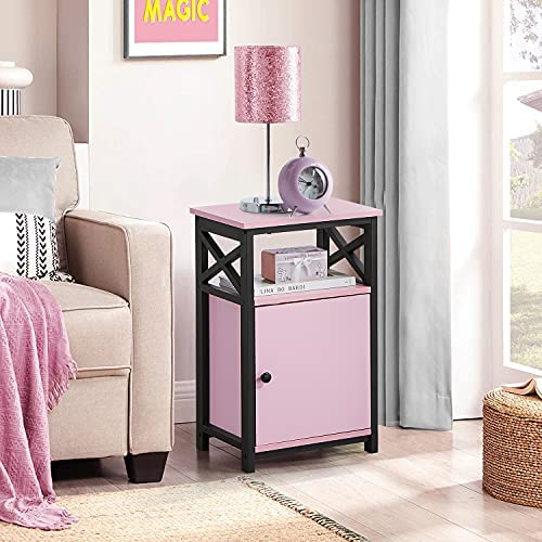 51JoXak1VRS. AC  - VECELO Modern Night Stand, End Side Table with Storage Cabinet for Sofa Couch and Living Room,Bedroom, Pink/Set of 2