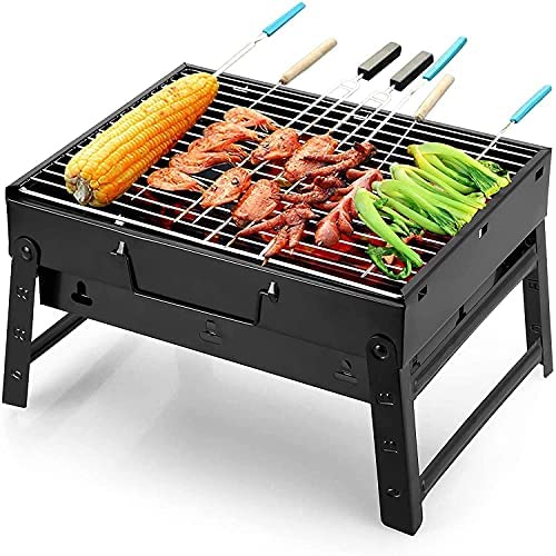 51LFoceXbnS. AC  - Folding Portable Barbecue Charcoal Grill, Barbecue Desk Tabletop Outdoor Stainless Steel Smoker BBQ for Outdoor Cooking Camping Picnics Beach (M1)