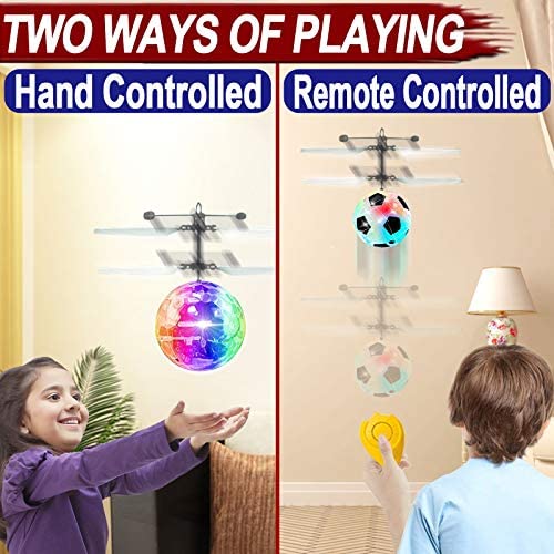 51V+37mjjqL. AC  - 2 Pack RC Flying Ball Glow Flying Toys for Kid Boy Girl Holiday Gifts RC Toy Mini Drones Hand Controll Helicopter with 2 Remote Controller Quadcopter Soccer Birthday Games Toy for Kids