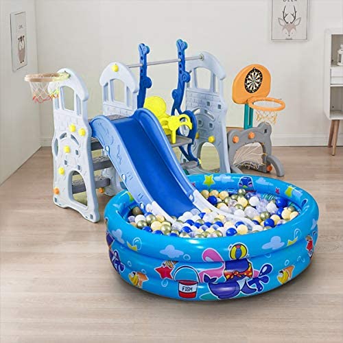 51at25isOPL. AC  - 3 Rings Kiddie Pool for Toddler, 48”X12”，Kids Swimming Pool, Inflatable Baby Ball Pit Pool, Small Infant Pool (Blue)