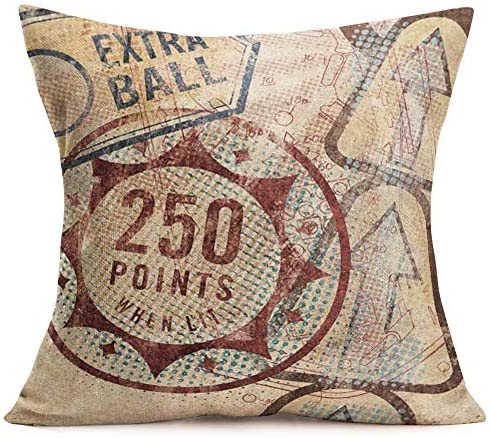 51fd3ZraaxL. AC  - ShareJ 4 Pack Muted Pinball Gam Throw Pillow Covers Retro Style Cotton Linen Cushion Cover Decorative Square Accent Pillow Cases, 18 X 18 Inches