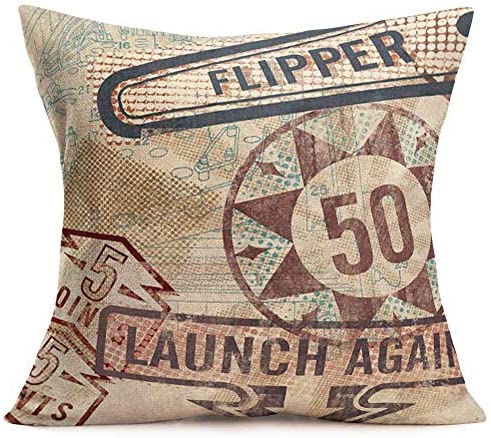 51gziRUIS0L. AC  - ShareJ 4 Pack Muted Pinball Gam Throw Pillow Covers Retro Style Cotton Linen Cushion Cover Decorative Square Accent Pillow Cases, 18 X 18 Inches