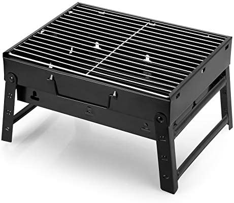 51hRHrufcrL. AC  - Folding Portable Barbecue Charcoal Grill, Barbecue Desk Tabletop Outdoor Stainless Steel Smoker BBQ for Outdoor Cooking Camping Picnics Beach (M1)