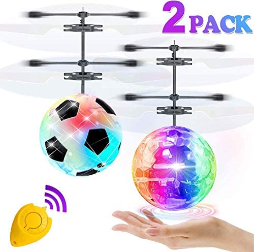 51i8Dr+DEtL. AC  - 2 Pack RC Flying Ball Glow Flying Toys for Kid Boy Girl Holiday Gifts RC Toy Mini Drones Hand Controll Helicopter with 2 Remote Controller Quadcopter Soccer Birthday Games Toy for Kids