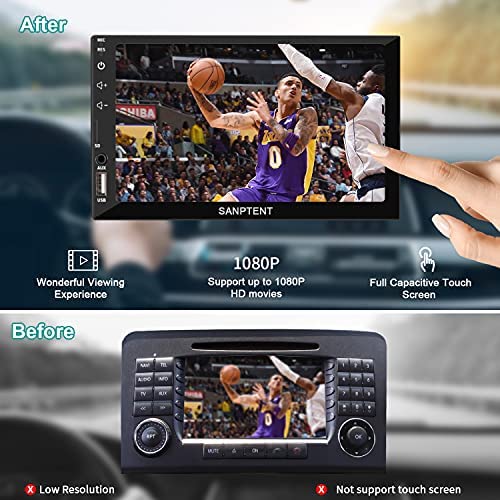 51ifPyRp4eL. AC  - Double Din Car Stereo Radio Audio Receiver Compatible with Carplay, Android Auto, Mirror Link, 7 Inch Full Touchscreen Car Stereo, Front Backup Camera, Bluetooth, USB/TF/AUX Port, A/V Input, FM/AM