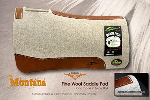 51jiOc7SNuL. AC  - The Montana 100% Extra Fine Wool Saddle Pad by Southwestern 3/4" or 1" Thick and Designer Wear Leather