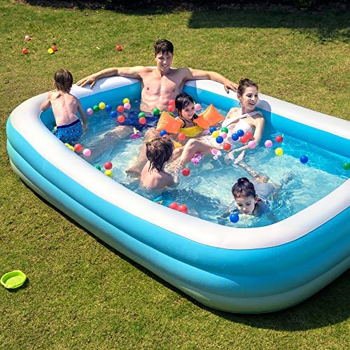 61GBhUYIpmL. AC  - Inflatable Pool, 118 x 72 x 20in Full-Sized Family Kiddie Blow up Swimming Pool, Big Rectangular Lounge Above Ground Pool for Garden Backyard Summer Water Party for Kids, Adults Children Baby Age 3+