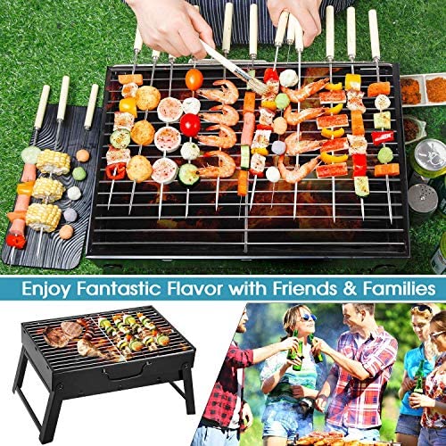 61HDM8w+1TL. AC  - Folding Portable Barbecue Charcoal Grill, Barbecue Desk Tabletop Outdoor Stainless Steel Smoker BBQ for Outdoor Cooking Camping Picnics Beach (M1)