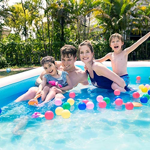 61l4aM2Ki+L. AC  - Inflatable Pool, 118 x 72 x 20in Full-Sized Family Kiddie Blow up Swimming Pool, Big Rectangular Lounge Above Ground Pool for Garden Backyard Summer Water Party for Kids, Adults Children Baby Age 3+