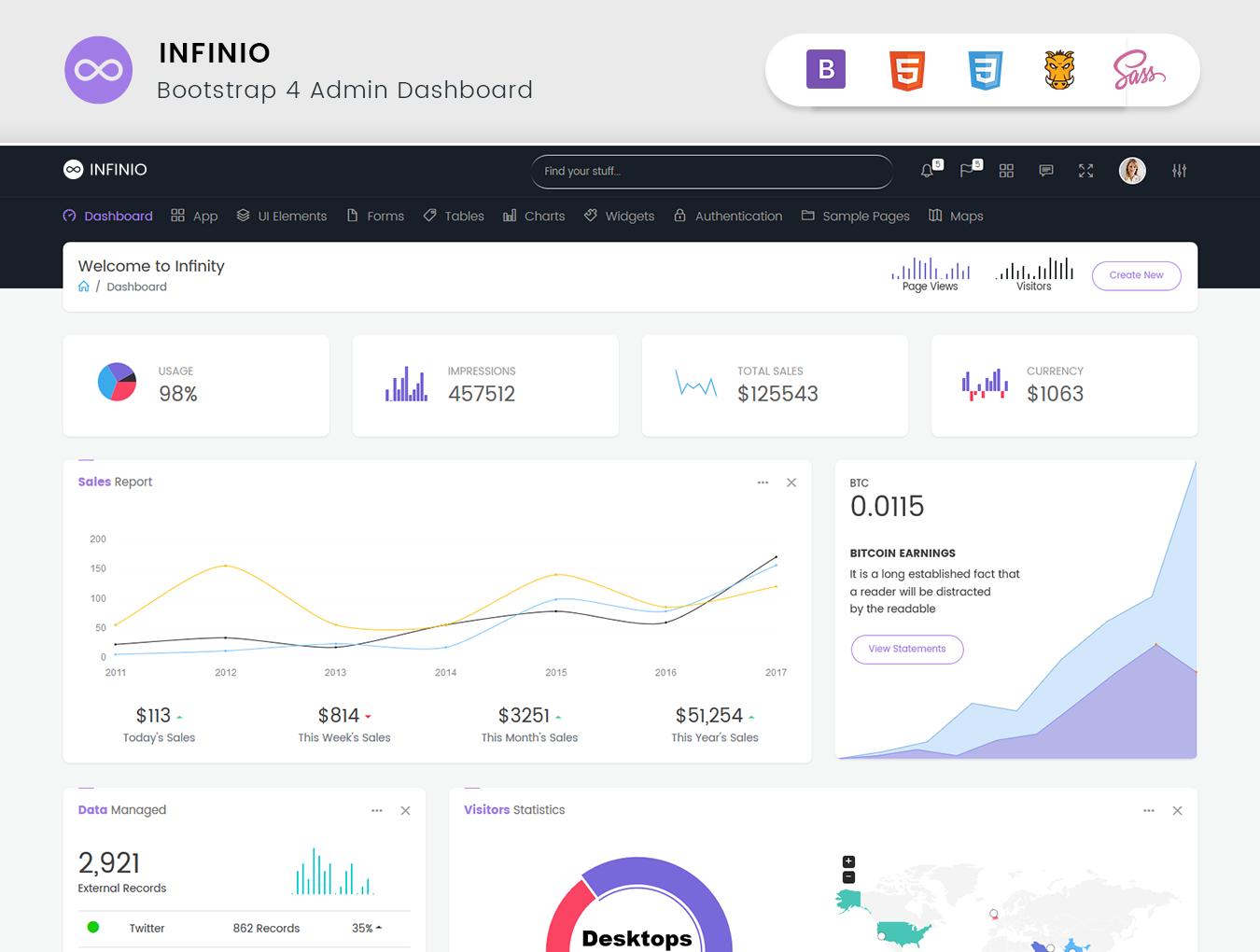 img 1 - InfiniO - Bootstrap 4 & 5 Admin Dashboard template + UI Kit
