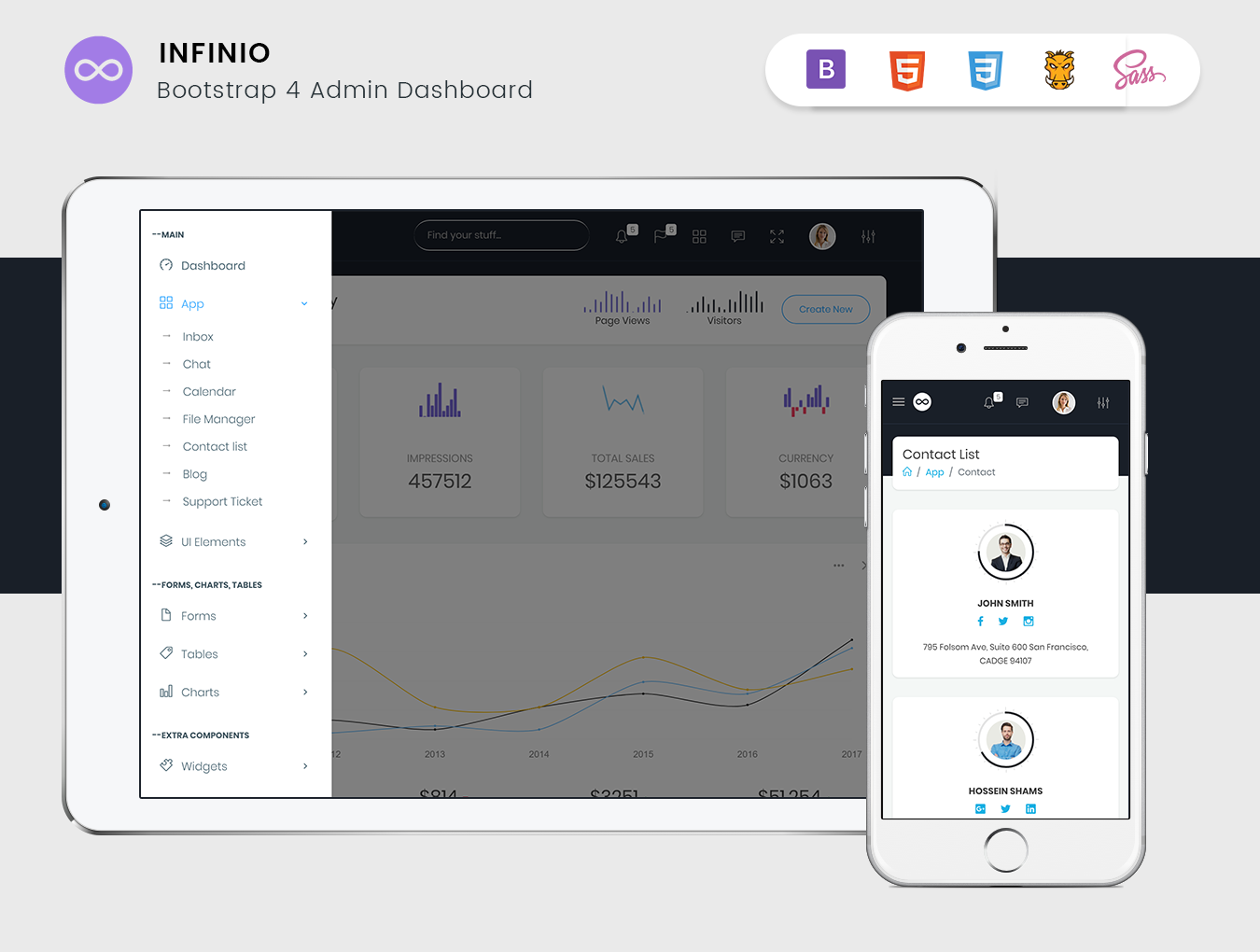 img 2 - InfiniO - Bootstrap 4 & 5 Admin Dashboard template + UI Kit
