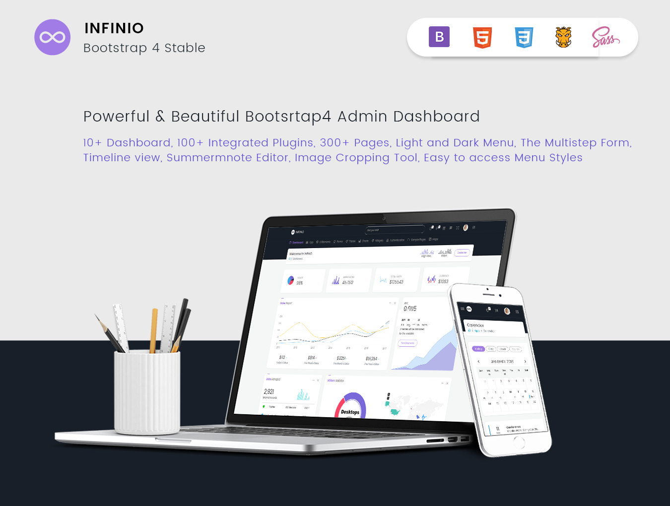 img 9 - InfiniO - Bootstrap 4 & 5 Admin Dashboard template + UI Kit