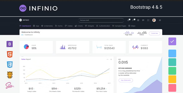 infinio.  large preview - InfiniO - Bootstrap 4 & 5 Admin Dashboard template + UI Kit