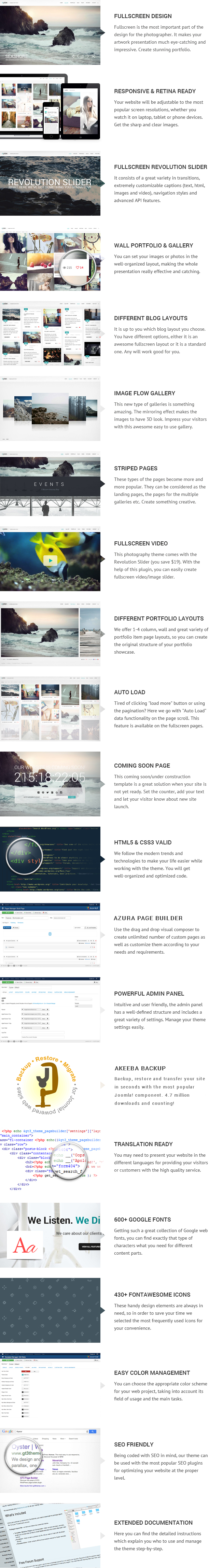 oyster joomla template features - Oyster – Creative Photography Joomla Template