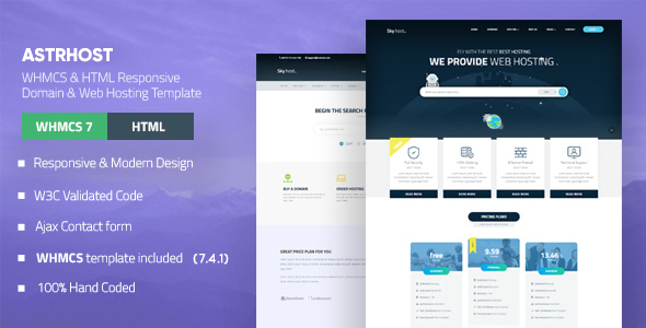 01 ASTRHOST.  large preview - ASTRHOST - Multipurpose Web Hosting with WHMCS Template