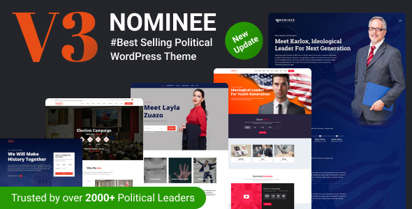 01 nominee preview.  large preview - Nominee - Political WordPress Theme for Candidate/Political Leader