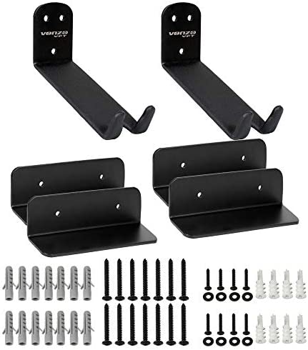 Venzo Bike Bicycle Cycling Pedal Wall Mount Indoor Storage Hanger Stand – Hook Rack Holder – Great for Garage and Shed