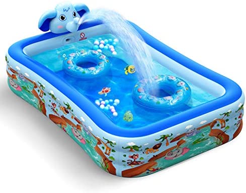 1656864389 51jxK4kujSL. AC  - Hamdol Inflatable Swimming Pool with Sprinkler, Kiddie Pool 99" X 72" X 22" Family Full-Sized Inflatable Pool, Blow Up Lounge Pools Above Ground Pool for Kids, Adult, Age 3+, Outdoor, Garden, Party